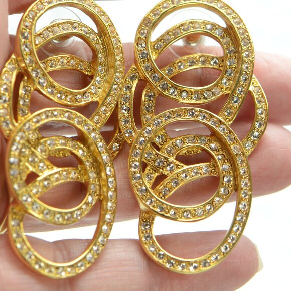 Oscar de La Renta Gold-tone Crystal Drop Earrings - Picture 5 of 5